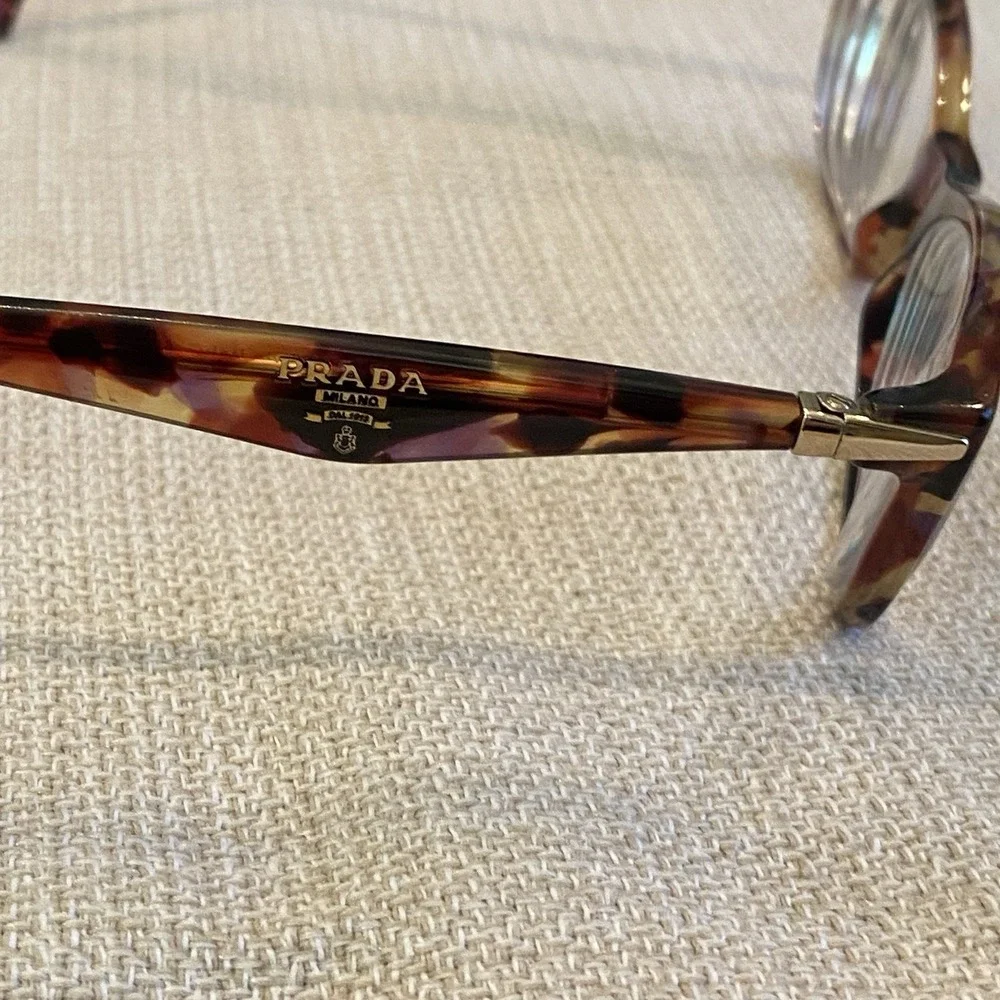 Prada Eyeglasses Frame VPR 15P Womens Cat Eye Tortoise Purple 53-16-135 RX